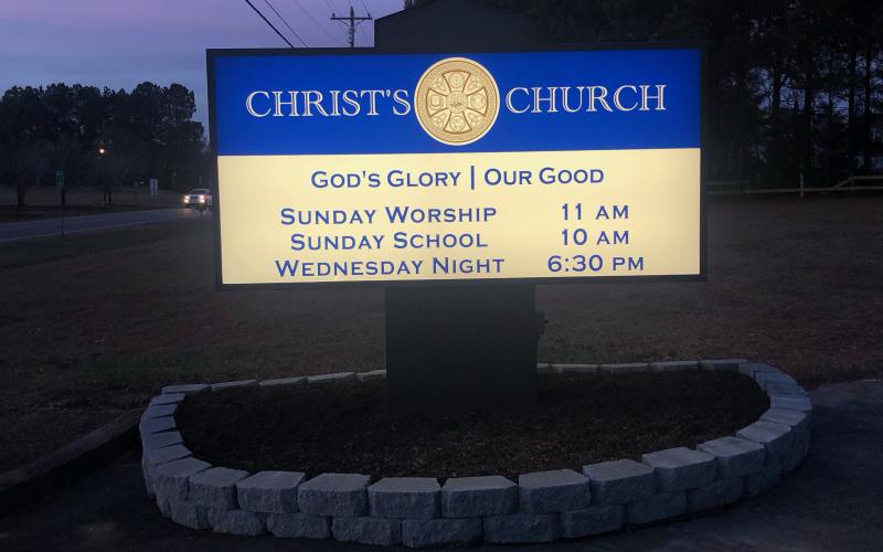 The sign in front of Christ’s Church located at 1318 Reed Creek Hwy. in Hartwell.