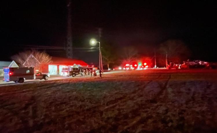 Emergency vehicles were on site Tuesday night at the scene of a fatal accident.