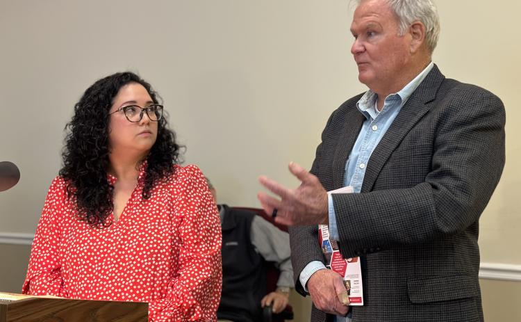Rosanna Cruz-Bibb and Bill Leard speak to the BOC on March 26 about the UGA Archway Partnership.