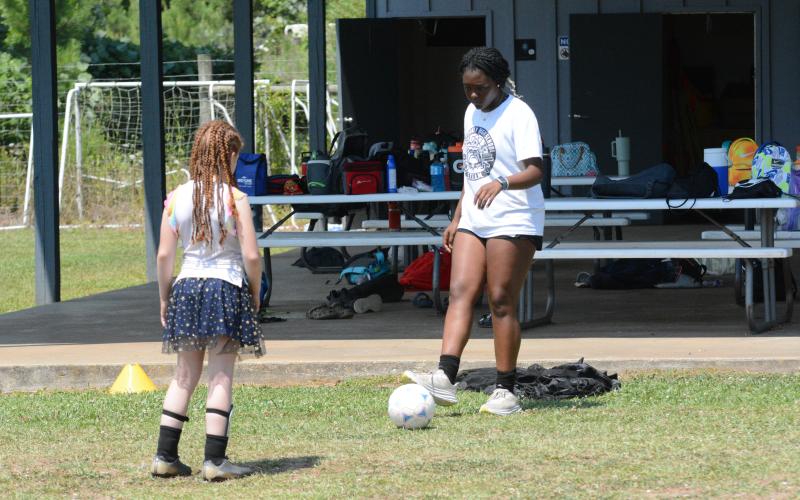 Hart County High School girls soccer sophomore defender Aidyn Craft volunteers as a coach at FUNdamental camp. 